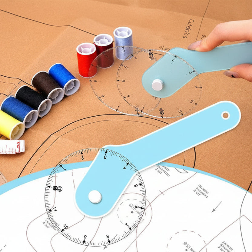 CurveRolla – Dual-Scale Curved Sewing Wheel Ruler