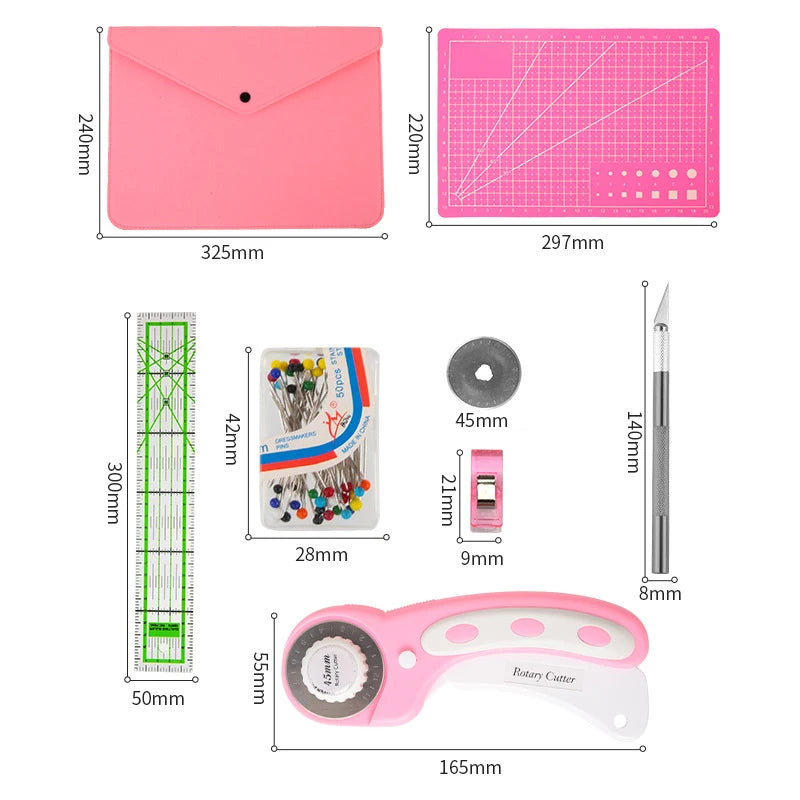 PinkCut – Pink Rotary Quilting Cutter Set