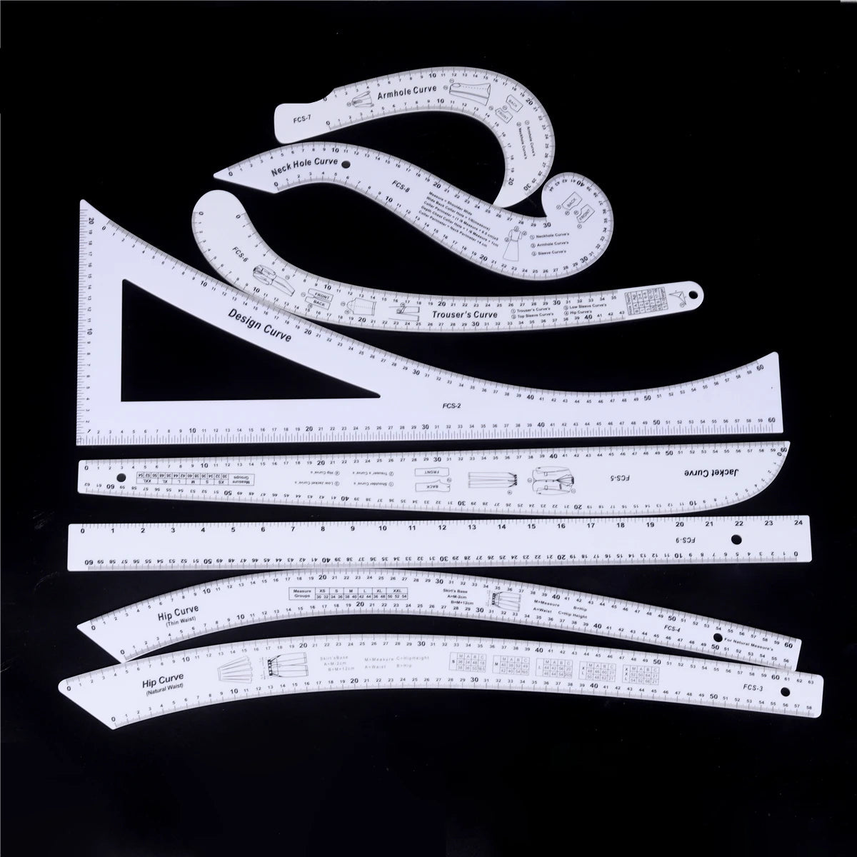 Patterness – 8PCS Acrylic French Curve Ruler Set