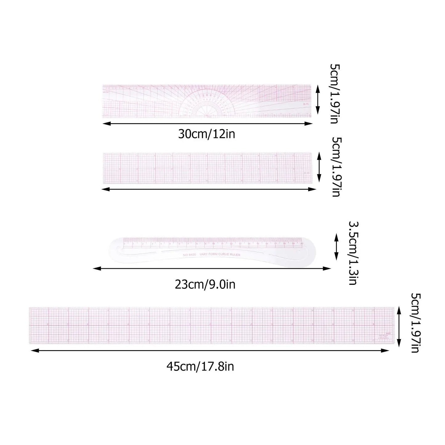 TailorPro – 4-Piece Sewing Ruler Kit