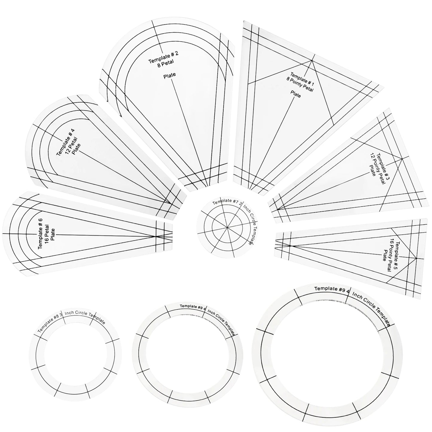 Petalique – 10PCS Acrylic Quilting Template & Ruler Set