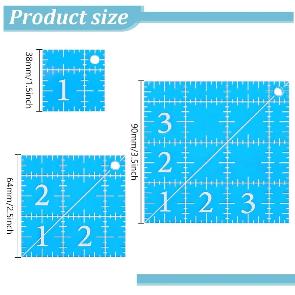 QuiltAxis – 3-Piece Precision Acrylic Square Template Set