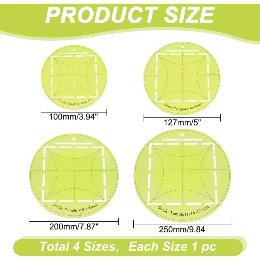 CircleCraft – 4-Piece Round Quilting Template Set