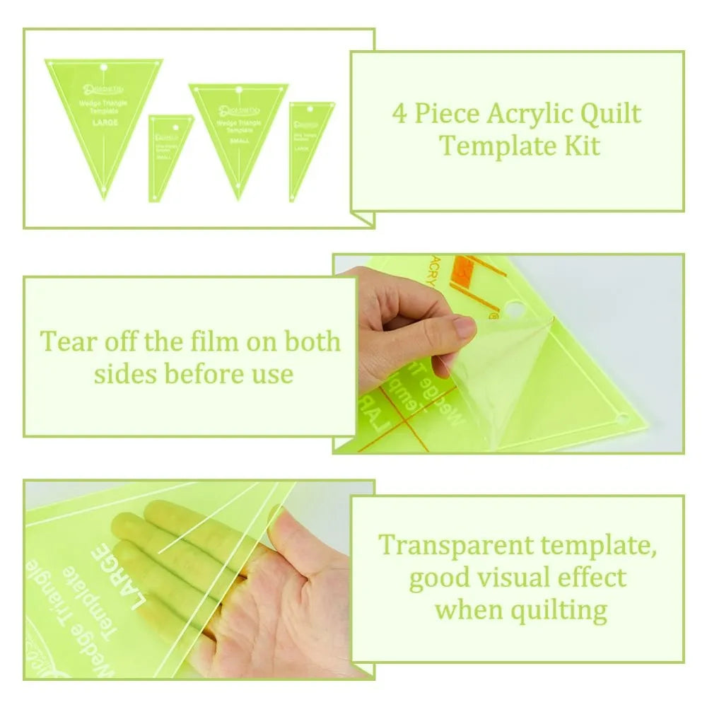 Stitchverra – 4Pcs Acrylic Quilting Template & Ruler Set