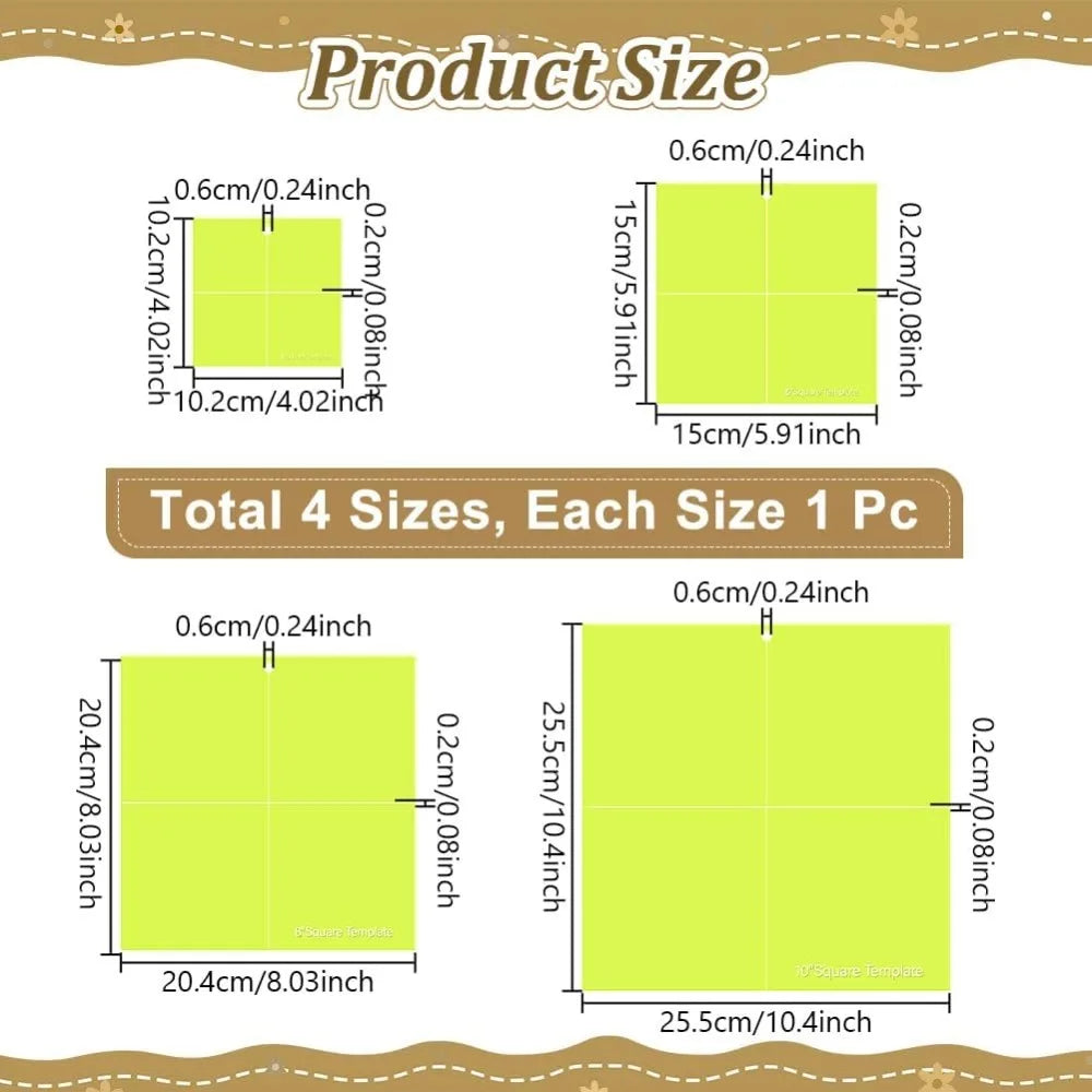 Quilivox – Acrylic Square Quilting Template Set