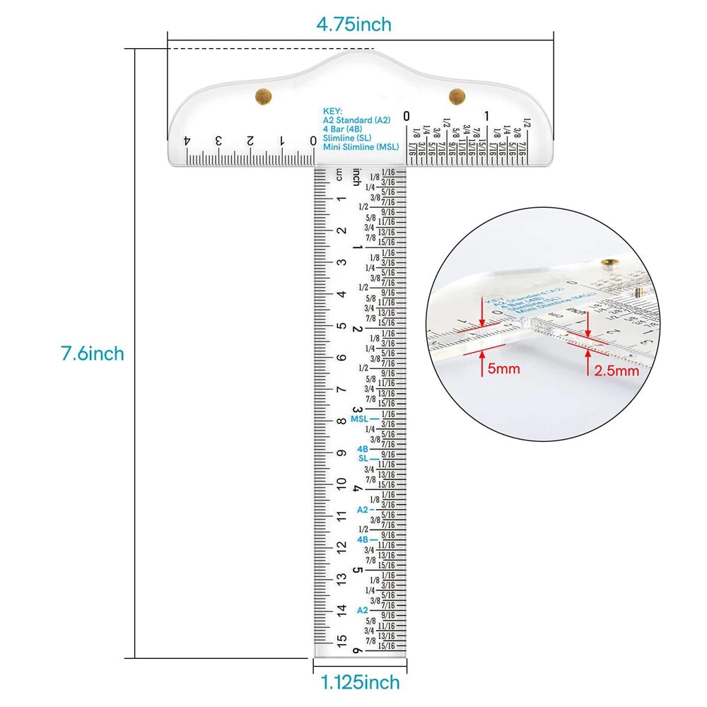 SquareSight – 6-Inch Clear Acrylic T-Square Ruler