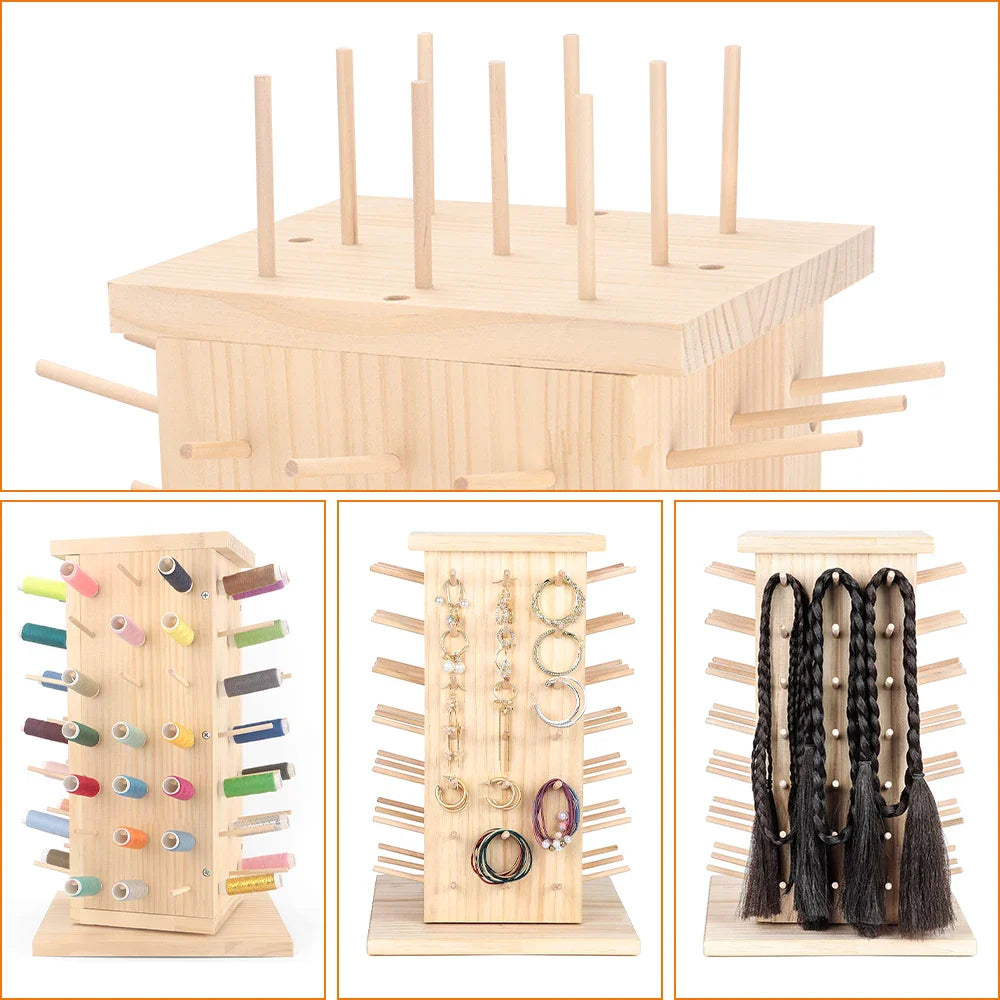 Threadorae – 93-Spool Rotating Wooden Thread Rack