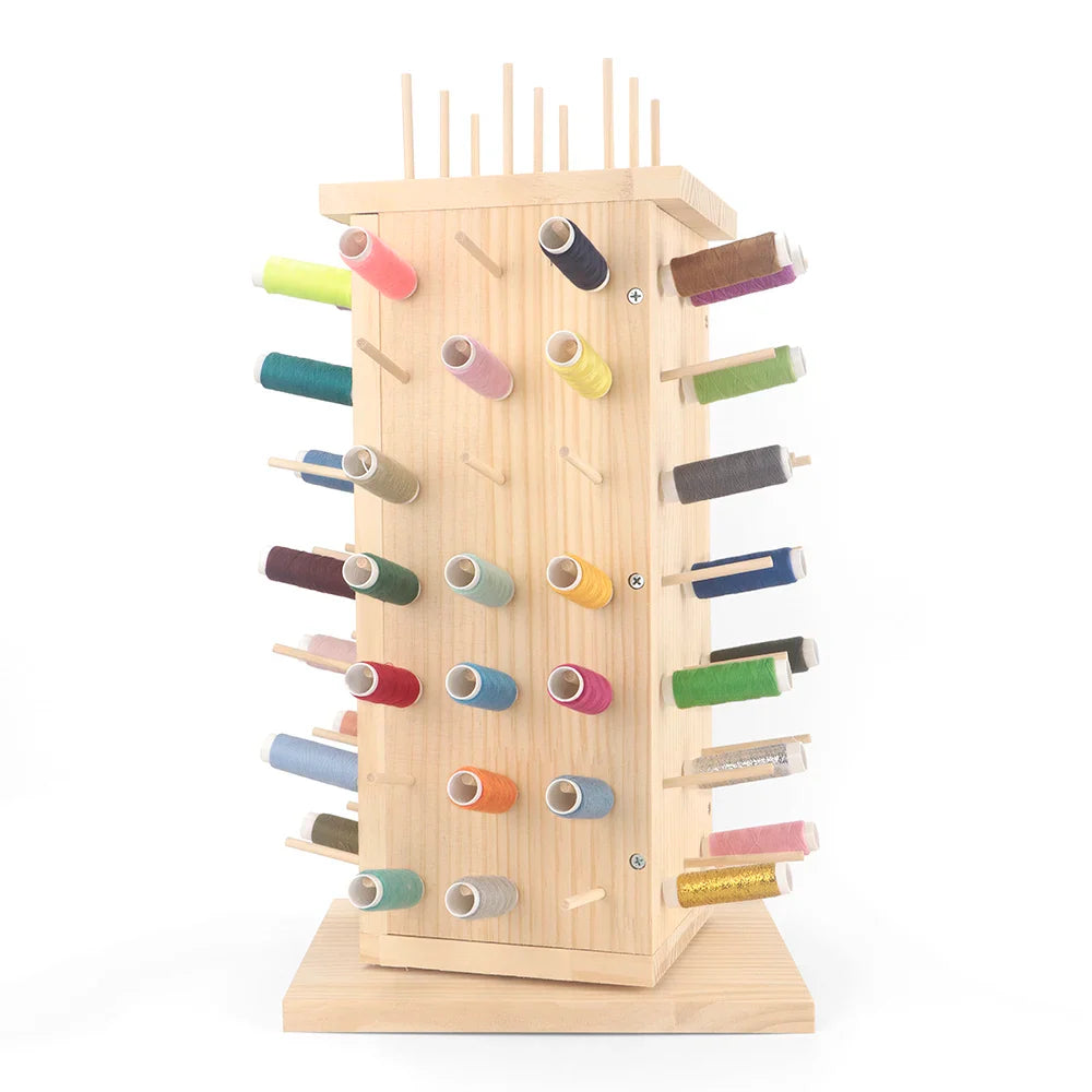 Threadorae – 93-Spool Rotating Wooden Thread Rack