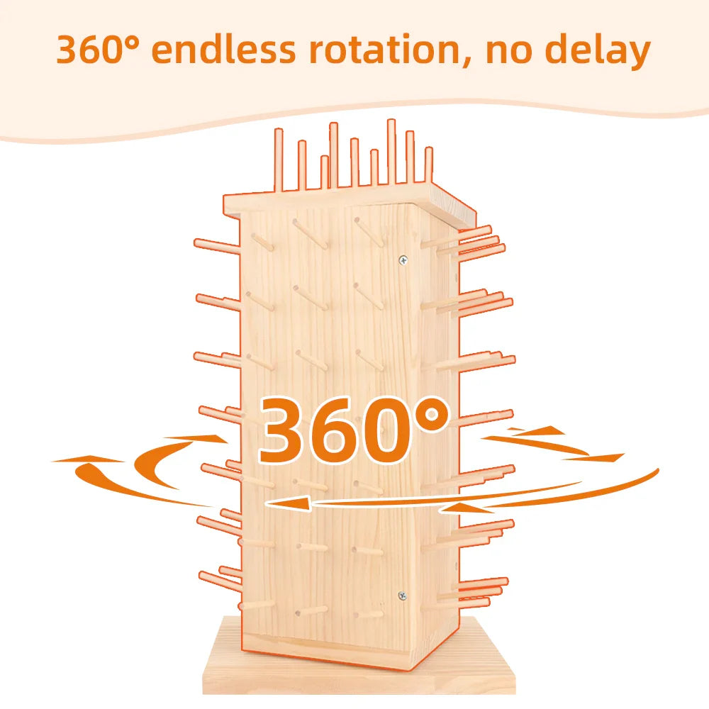 Threadorae – 93-Spool Rotating Wooden Thread Rack