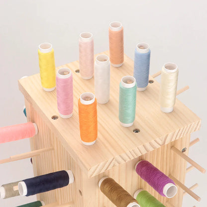 Threadorae – 93-Spool Rotating Wooden Thread Rack