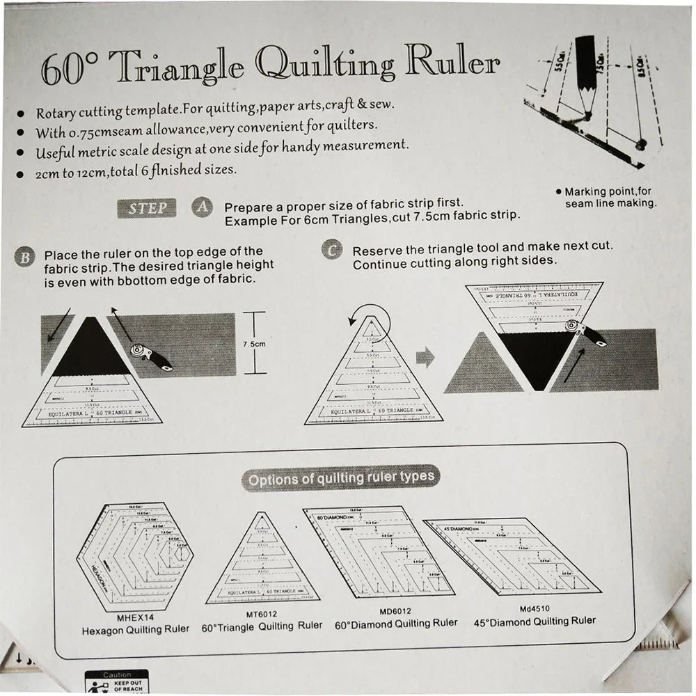 TriClearra – Acrylic Triangle Quilting & Patchwork Ruler