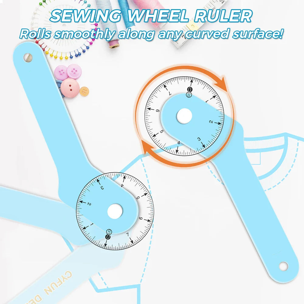 CurveRolla – Dual-Scale Curved Sewing Wheel Ruler