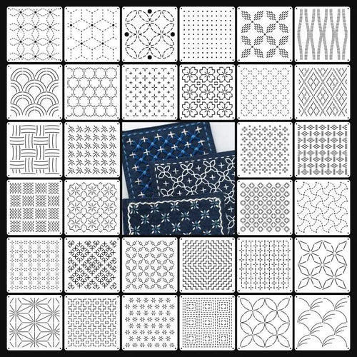 StitchGeomia –  Reusable Sashiko & Embroidery Stencil Set