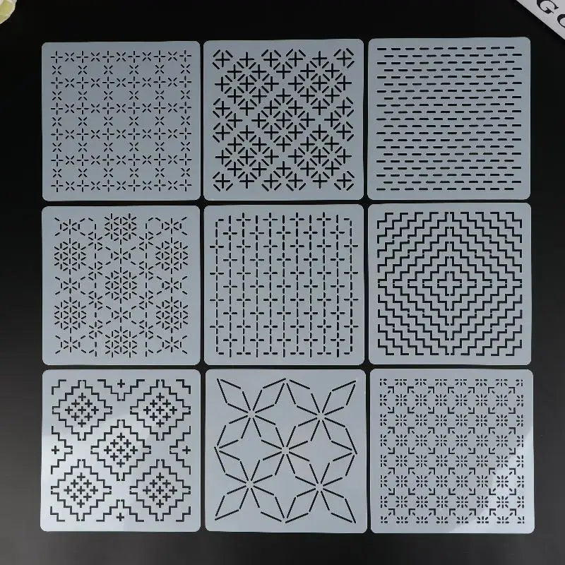 StitchGeomia –  Reusable Sashiko & Embroidery Stencil Set