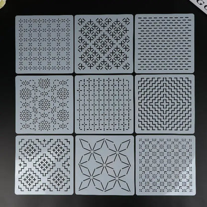 StitchGeomia –  Reusable Sashiko & Embroidery Stencil Set