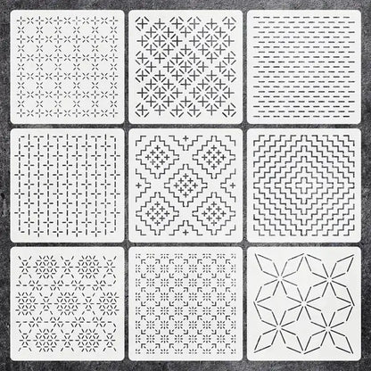 StitchGeomia –  Reusable Sashiko & Embroidery Stencil Set