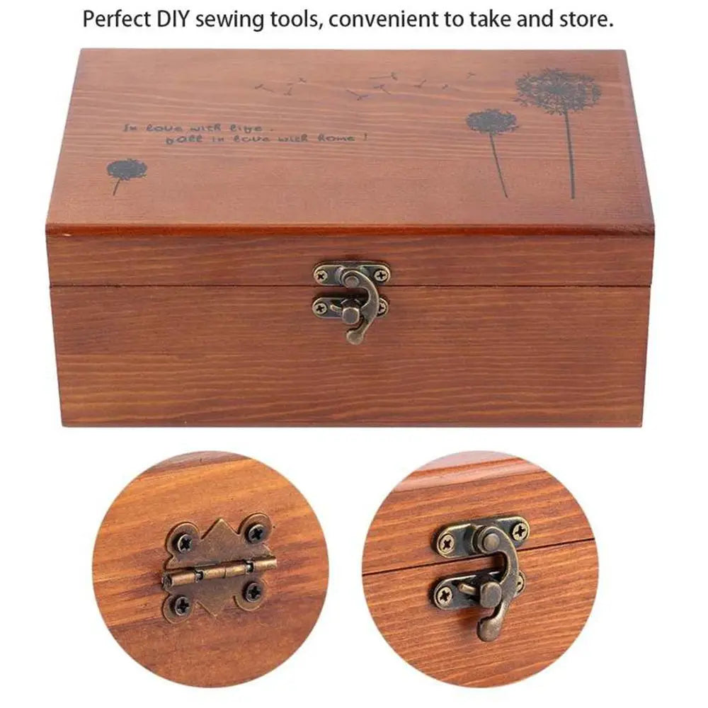 SewTreasures – Vintage Wooden Sewing Storage Box