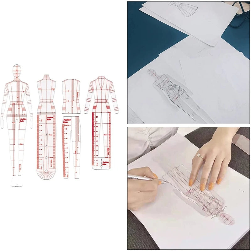 StitchFashion – 4 Piece Fashion Illustration Ruler Set