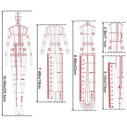 StitchFashion – 4 Piece Fashion Illustration Ruler Set
