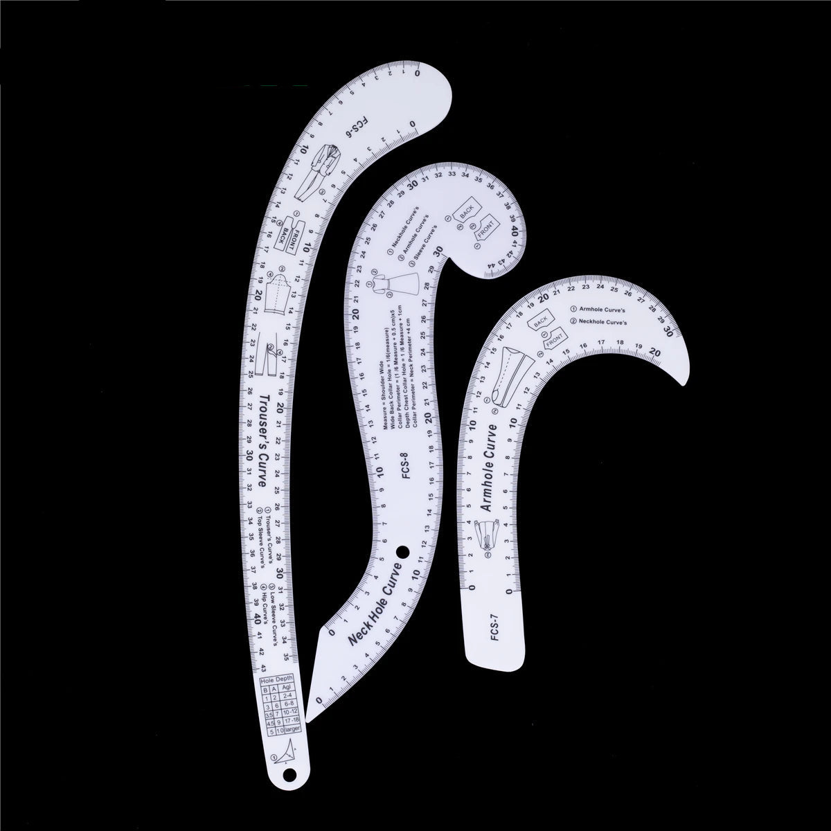 Patterness – 8PCS Acrylic French Curve Ruler Set