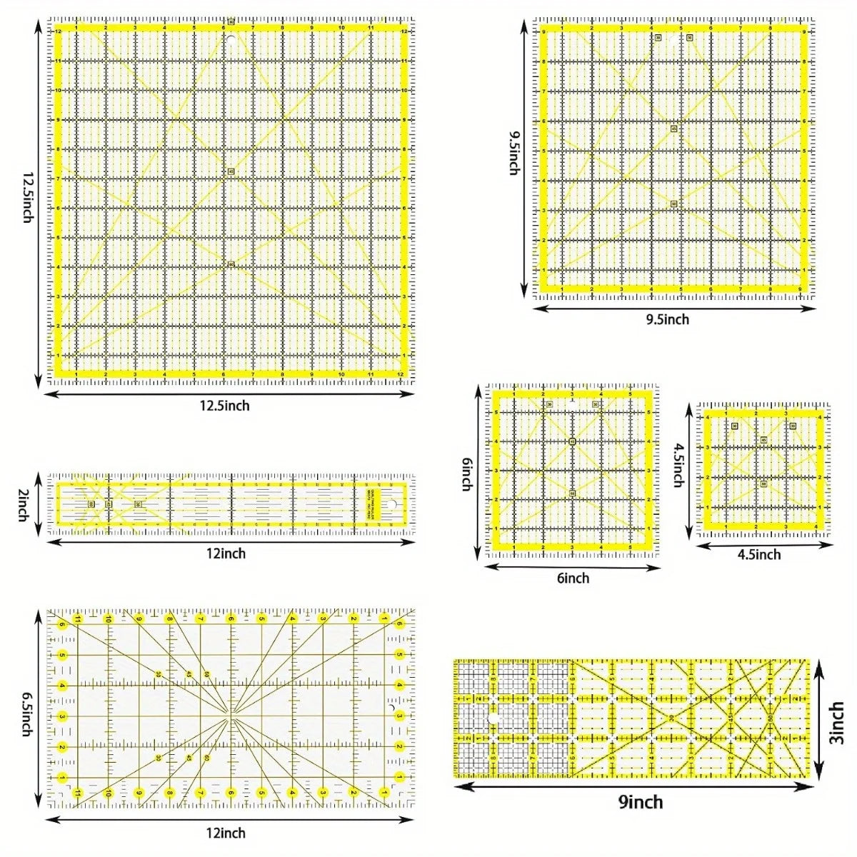 StitchSphere – 7 Piece Acrylic Quilting Ruler Kit