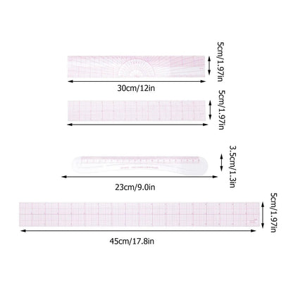 TailorPro – 4-Piece Sewing Ruler Kit