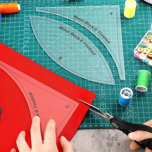 Quiltz – 3pcs Acrylic Quilting Ruler and Template Set