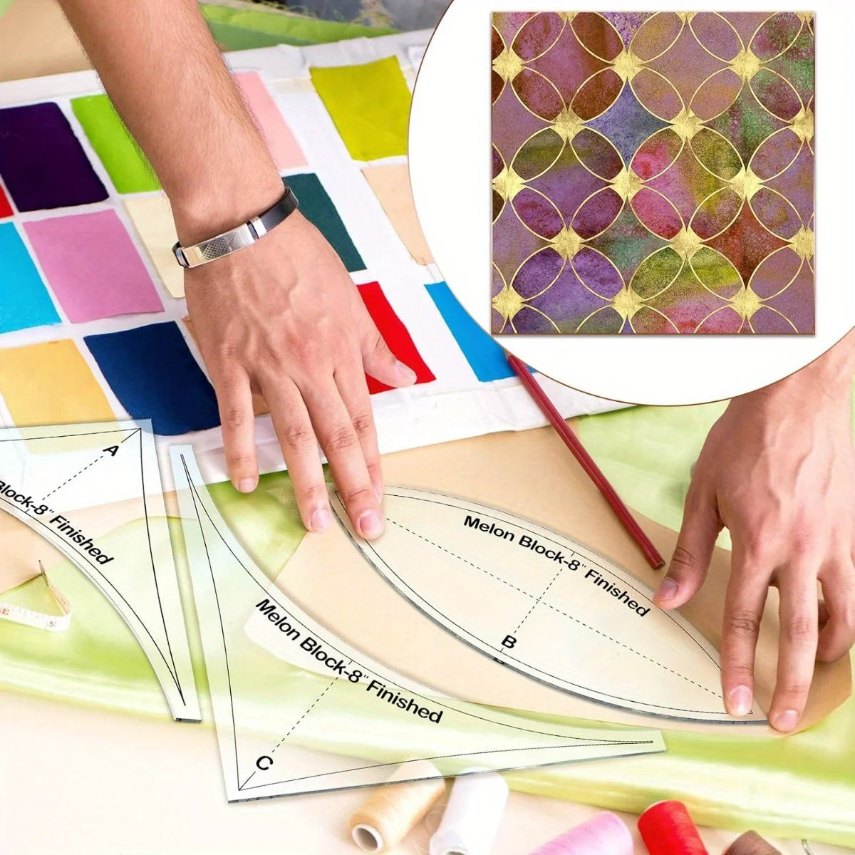 Quiltz – 3pcs Acrylic Quilting Ruler and Template Set