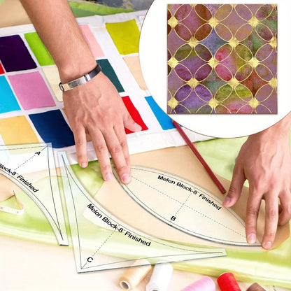 Quiltz – 3pcs Acrylic Quilting Ruler and Template Set