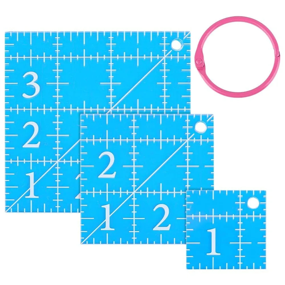QuiltAxis – 3-Piece Precision Acrylic Square Template Set