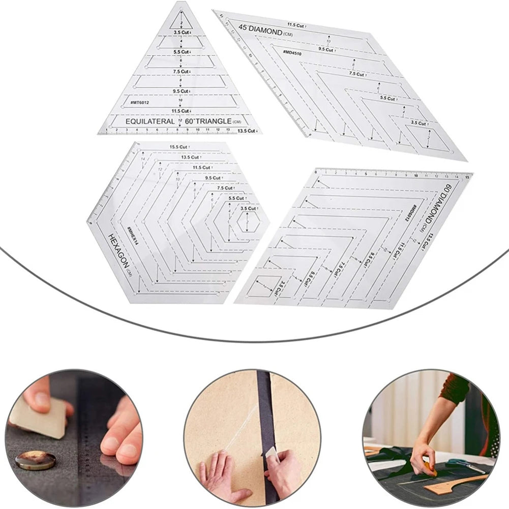 TailorExp – 4Pcs Transparent Patchwork Quilting Ruler Set