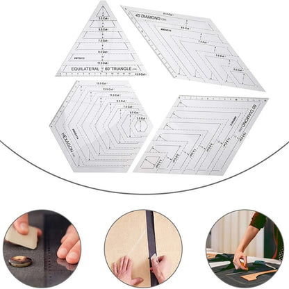 TailorExp – 4Pcs Transparent Patchwork Quilting Ruler Set