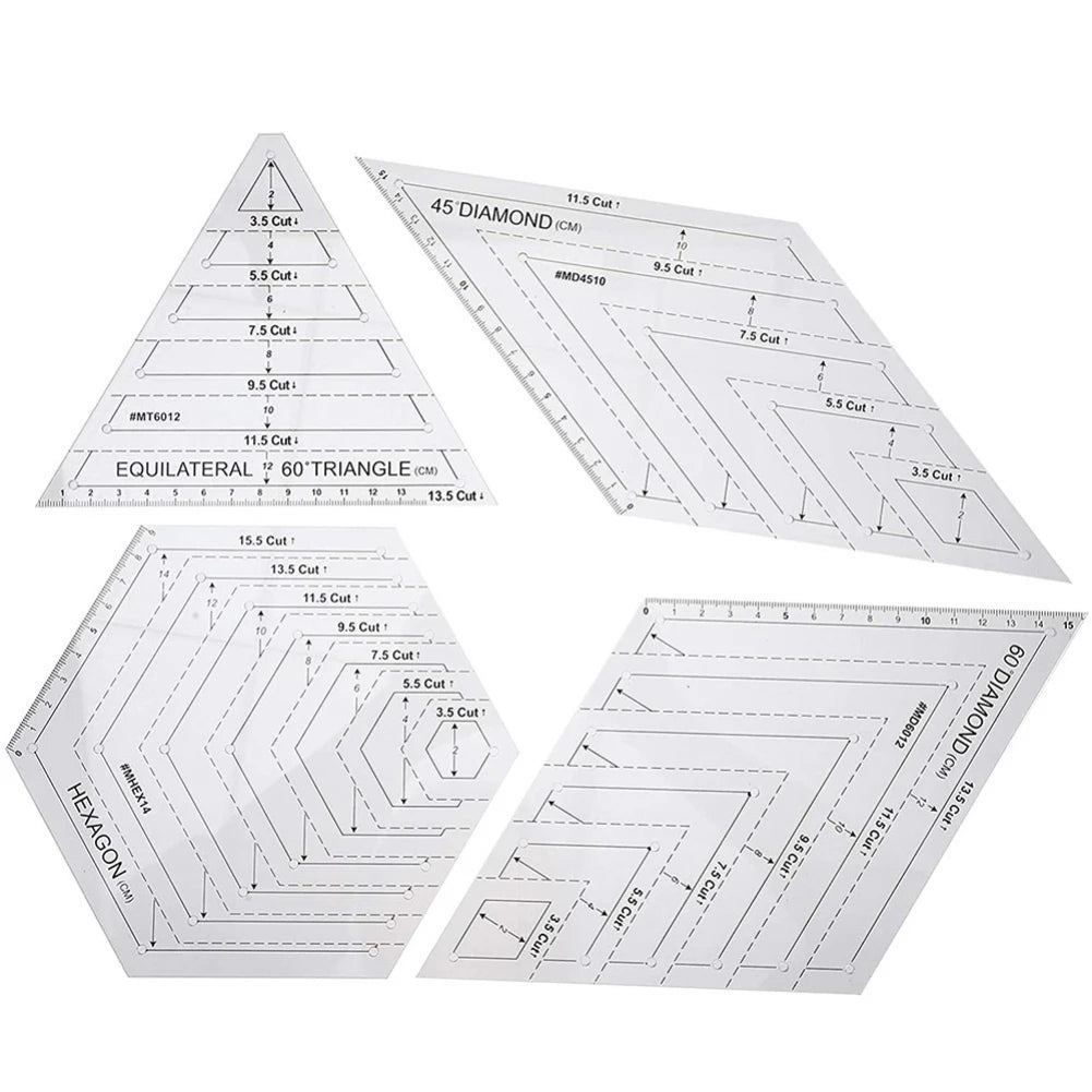 TailorExp – 4Pcs Transparent Patchwork Quilting Ruler Set
