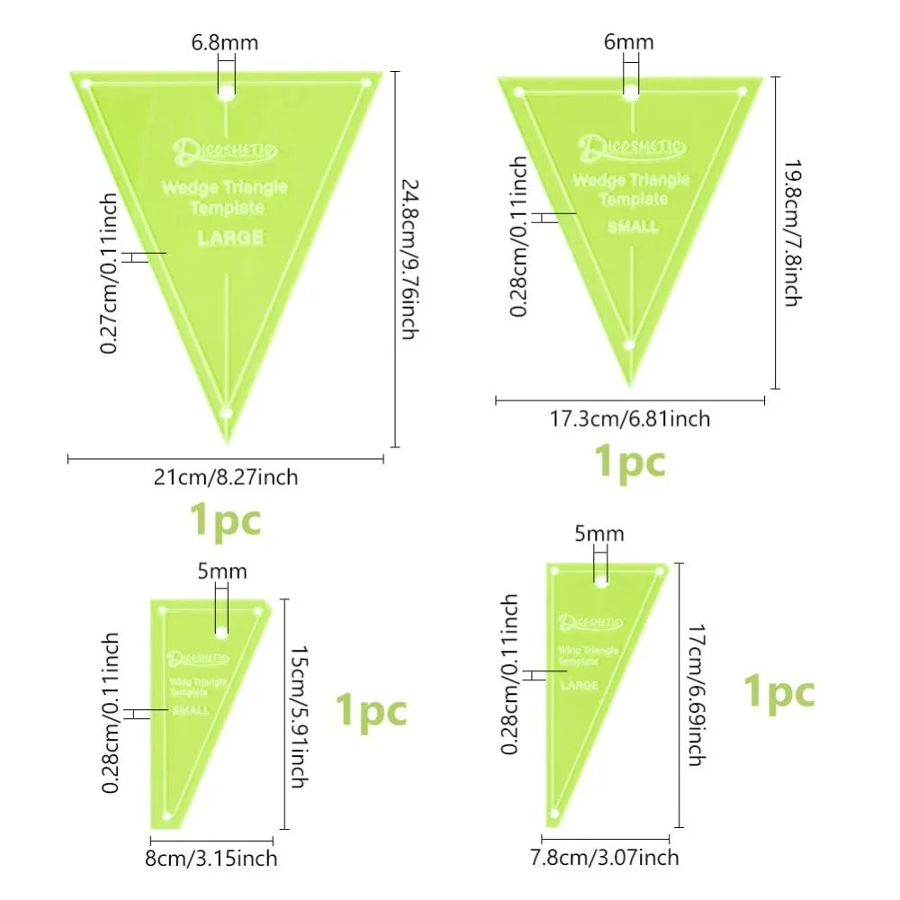 Stitchverra – 4Pcs Acrylic Quilting Template & Ruler Set