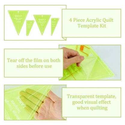 Stitchverra – 4Pcs Acrylic Quilting Template & Ruler Set
