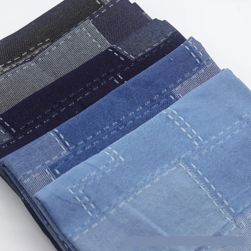 Denivelle – Premium Plaid Washed Denim Fabric by the Meter