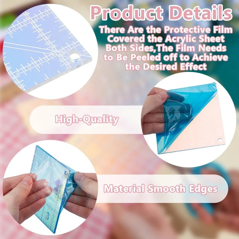 CraftiQuad – 4-Size Acrylic Quilting Template Set