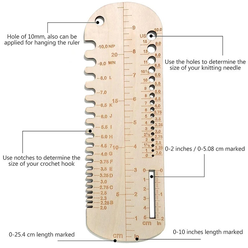KnitG – Wooden Sock Measuring Ruler