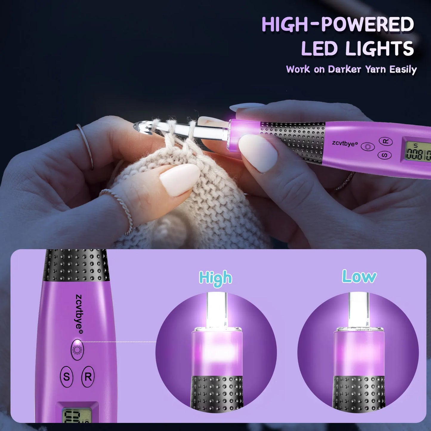 GlowWeave – 24pcs LED Crochet Hook Set with Stitch Counter