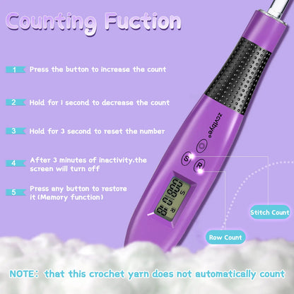 GlowWeave – 24pcs LED Crochet Hook Set with Stitch Counter