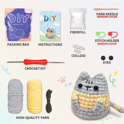 KittyLoop – Little Grey Cat Crochet Kit for Beginners