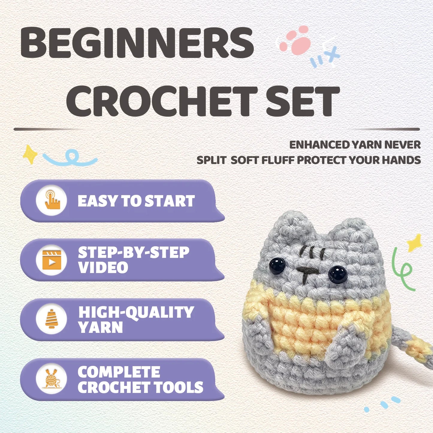 KittyLoop – Little Grey Cat Crochet Kit for Beginners