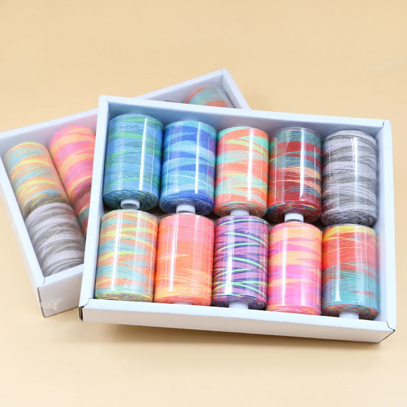 ThreadAura – 10 Color Gradient Polyester Sewing Thread Set ...