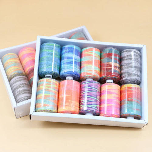 ThreadAura – 10 Color Gradient Polyester Sewing Thread Set