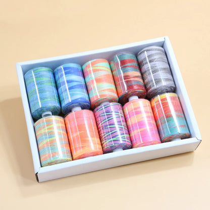 ThreadAura – 10 Color Gradient Polyester Sewing Thread Set