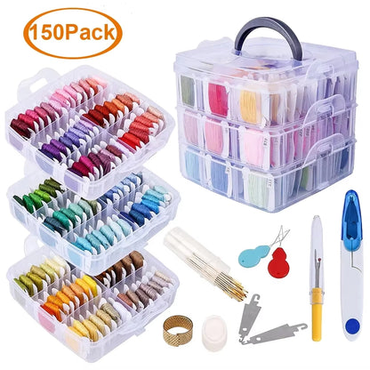 StitchSpectrum – 150 Color Embroidery Floss Kit with 3
