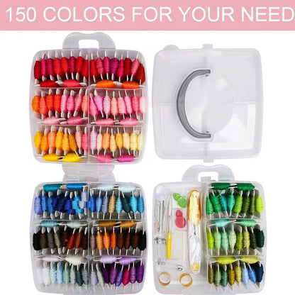StitchSpectrum – 150 Color Embroidery Floss Kit with 3