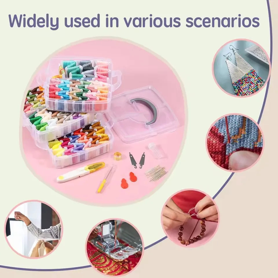 StitchSpectrum – 150 Color Embroidery Floss Kit with 3