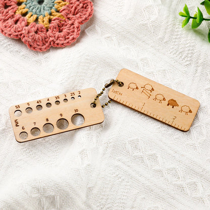 StitchScale – Natural Wooden Knitting Needle Gauge Ruler