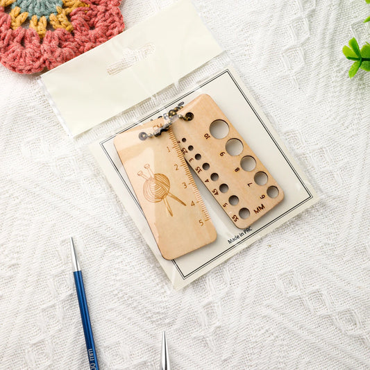 StitchScale – Natural Wooden Knitting Needle Gauge Ruler